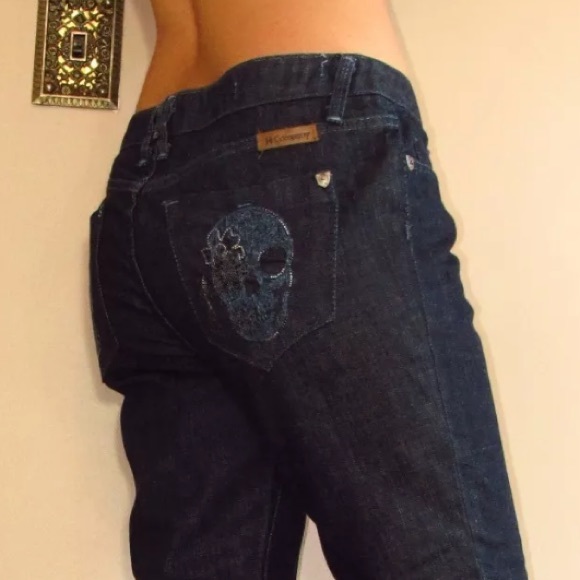 J & Company Skull Swarovski Crystal Straight Jeans Y2K Vintage Lot to Mid Rise - Picture 6 of 8